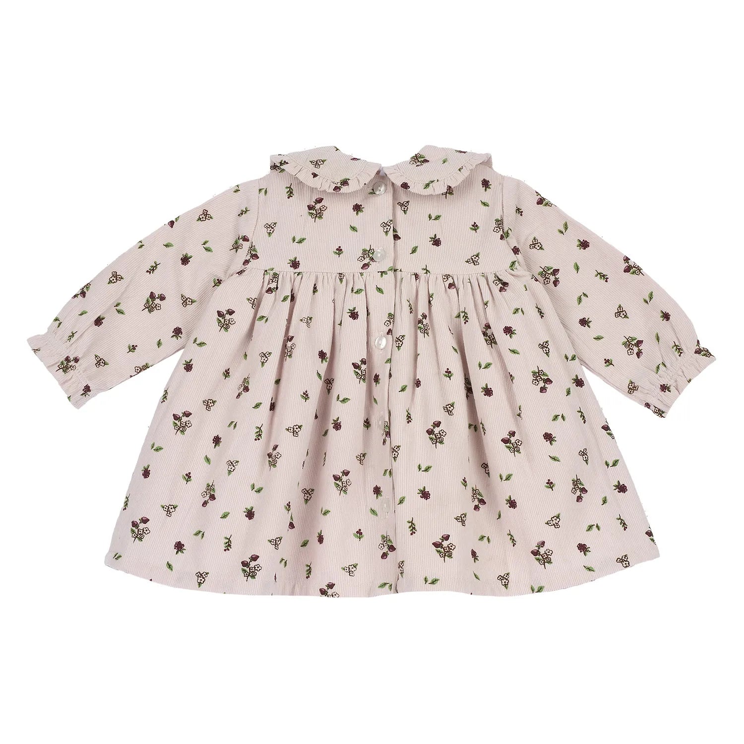 Girls Light Pink Printed Long Sleeve Dress