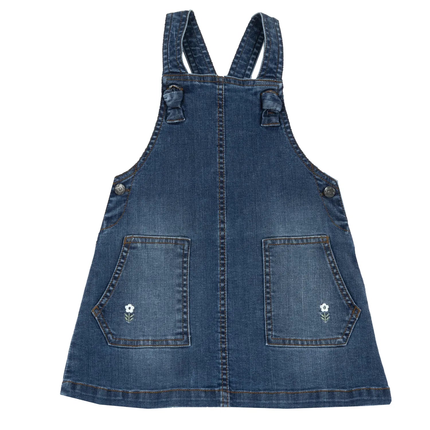 Girls Medium Blue Self Design Overall Skirt