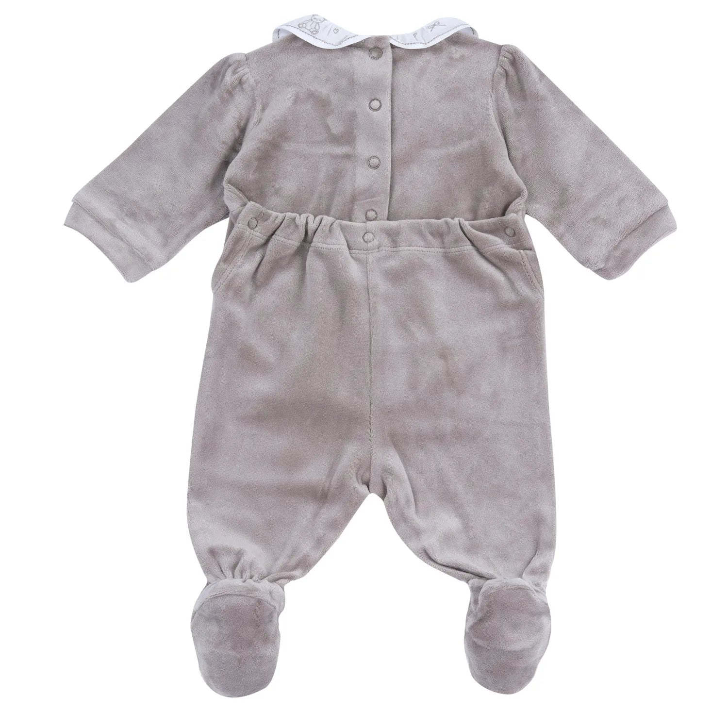 Girls Medium Brown Embroidered Nappy Opening Babysuit