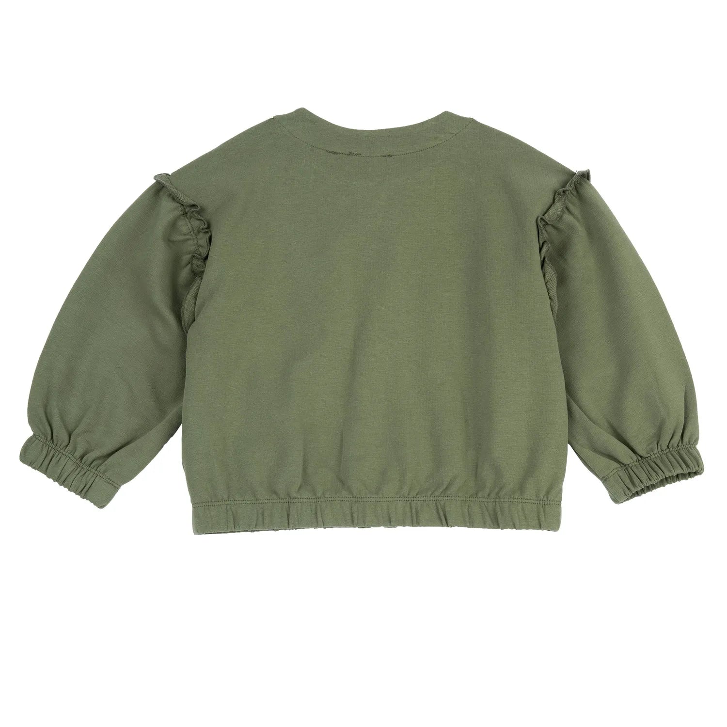 Girls Medium Green Applique Cardigan