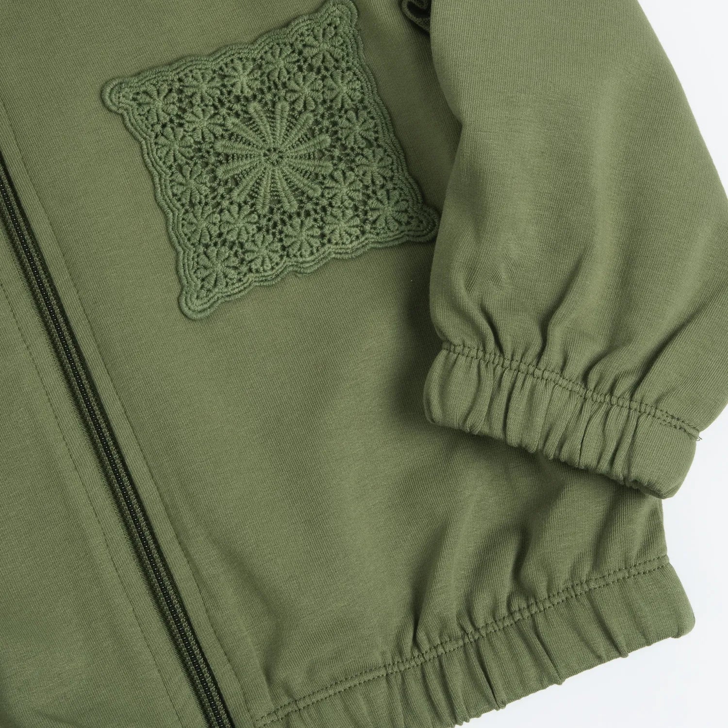 Girls Medium Green Applique Cardigan