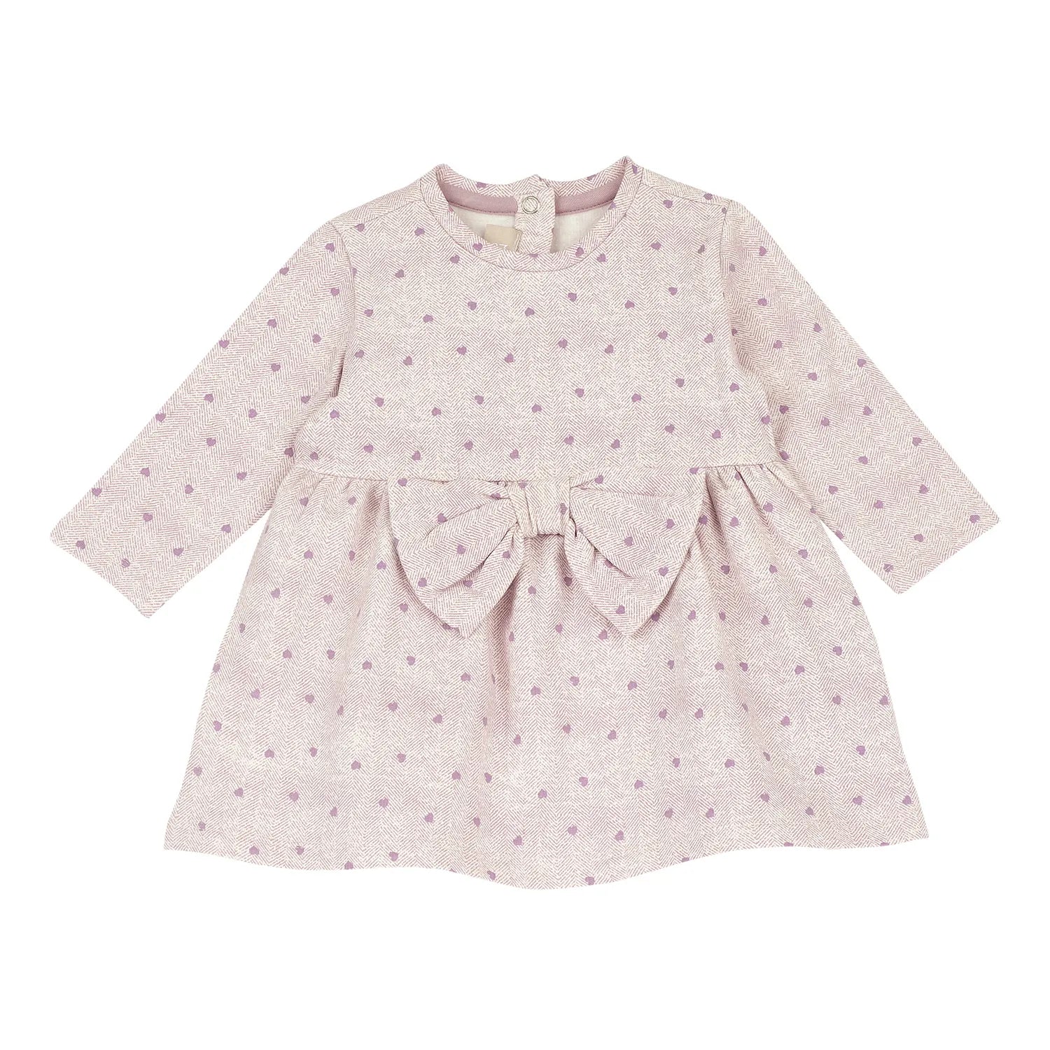 Girls Medium Pink Printed Long Sleeve Dress