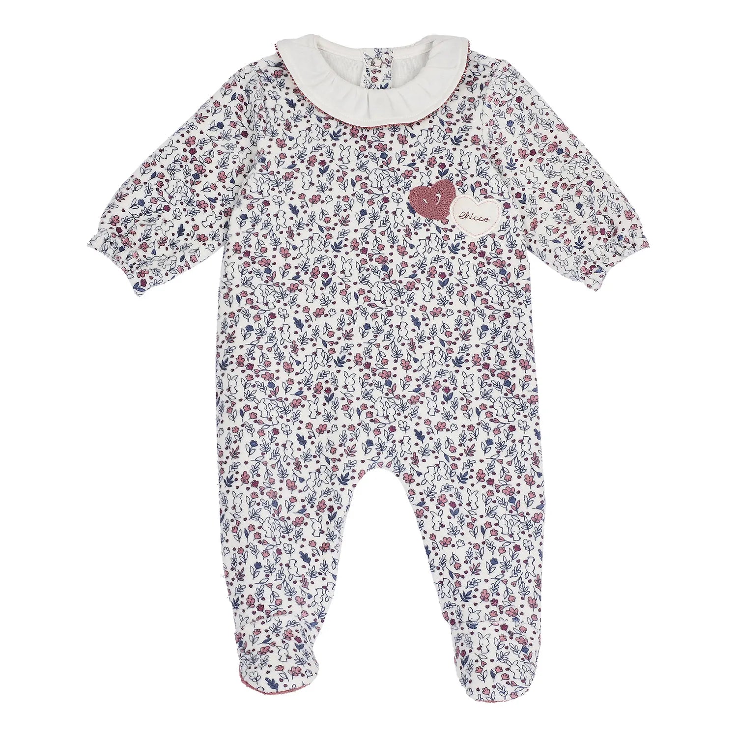 Girls Natural Printed Leg Opening Babysuit