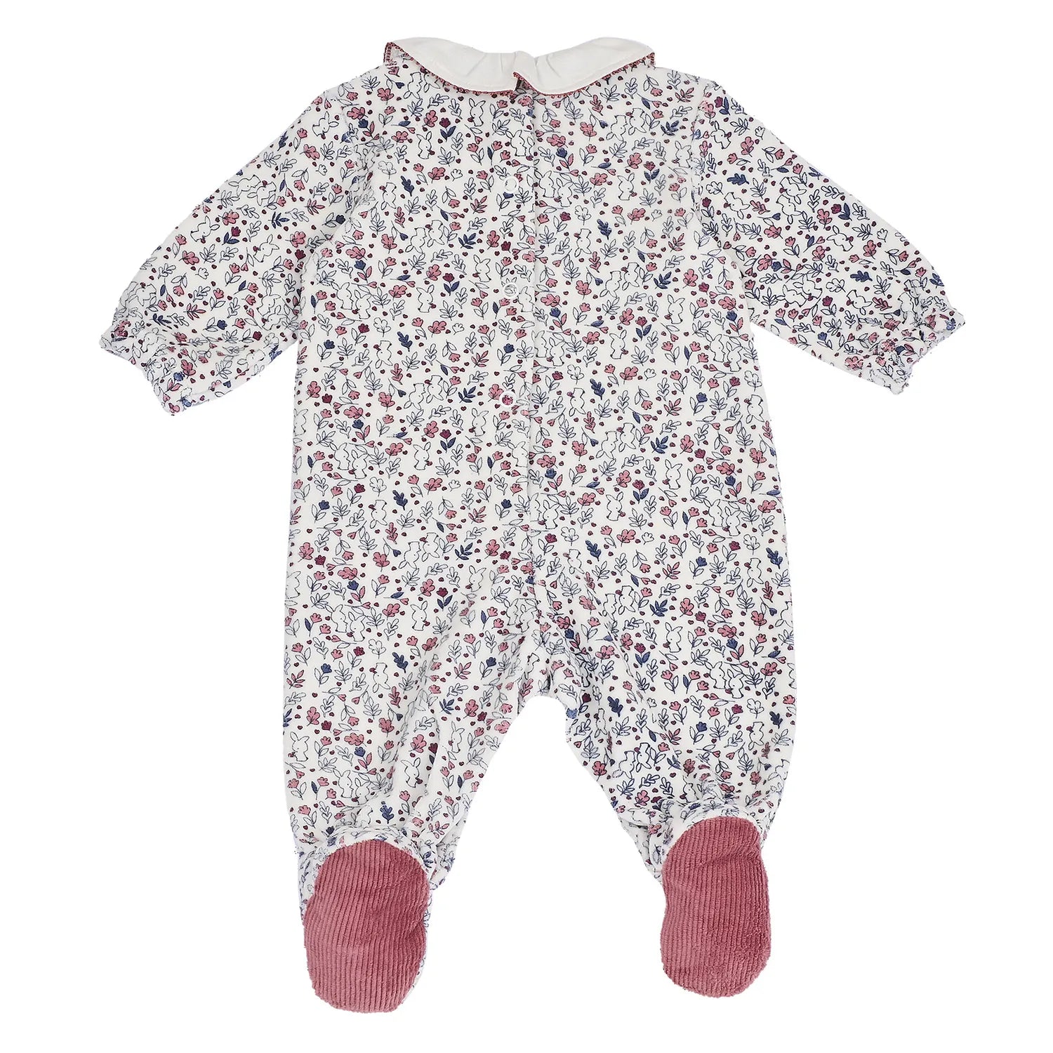 Girls Natural Printed Leg Opening Babysuit