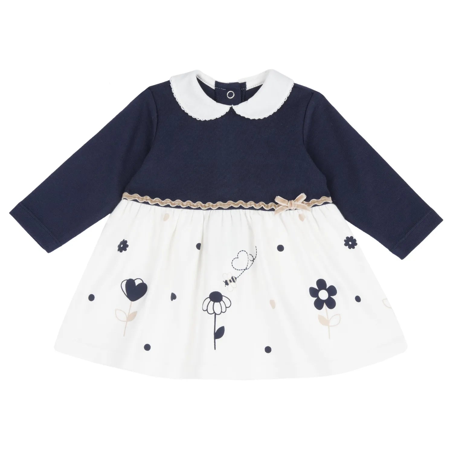 Girls Navy Blue Knitted Long Sleeve Dress