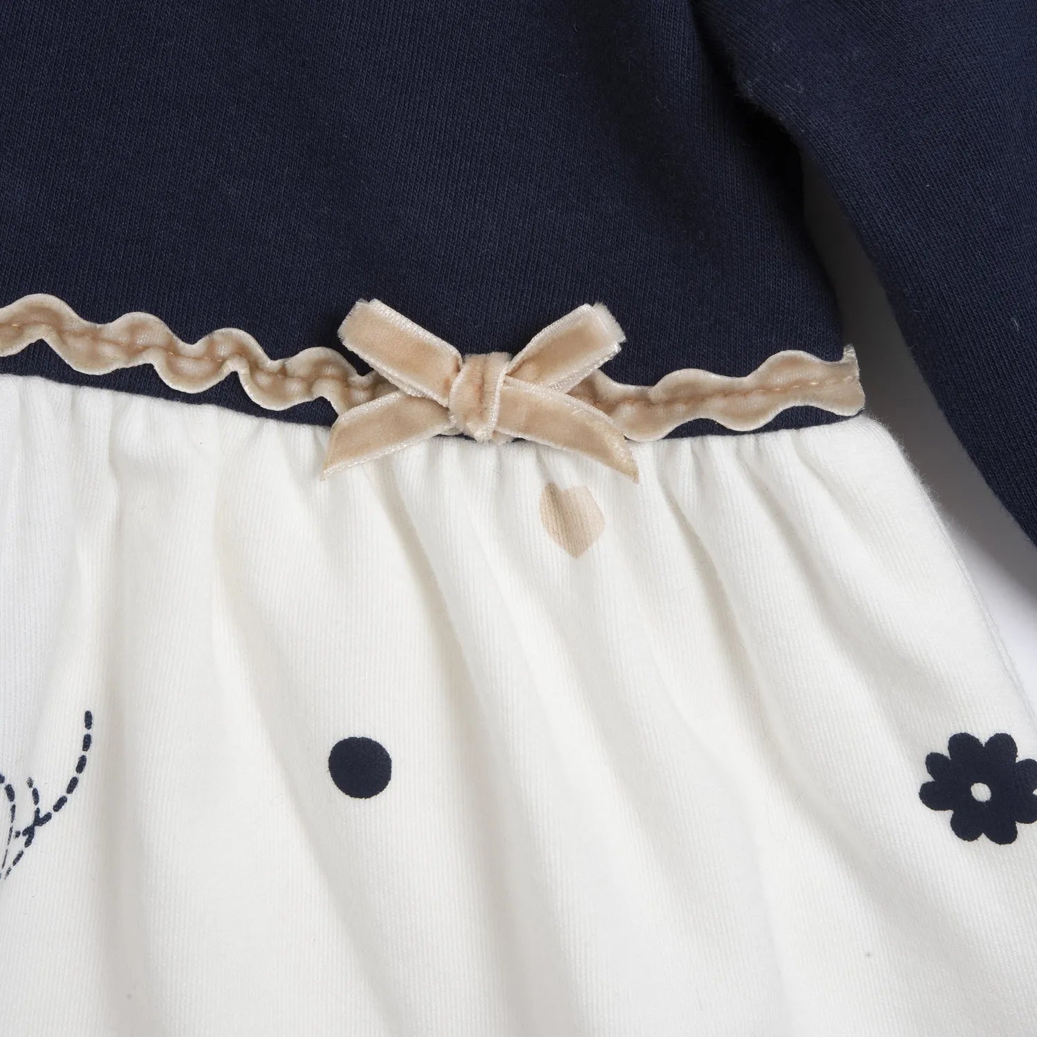 Girls Navy Blue Knitted Long Sleeve Dress
