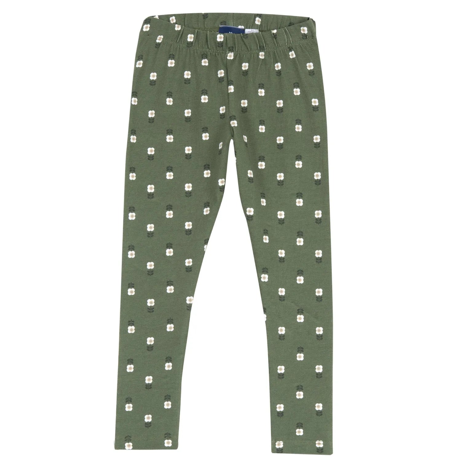 Girls White & Green Embroidered Sweatshirt with Leggings