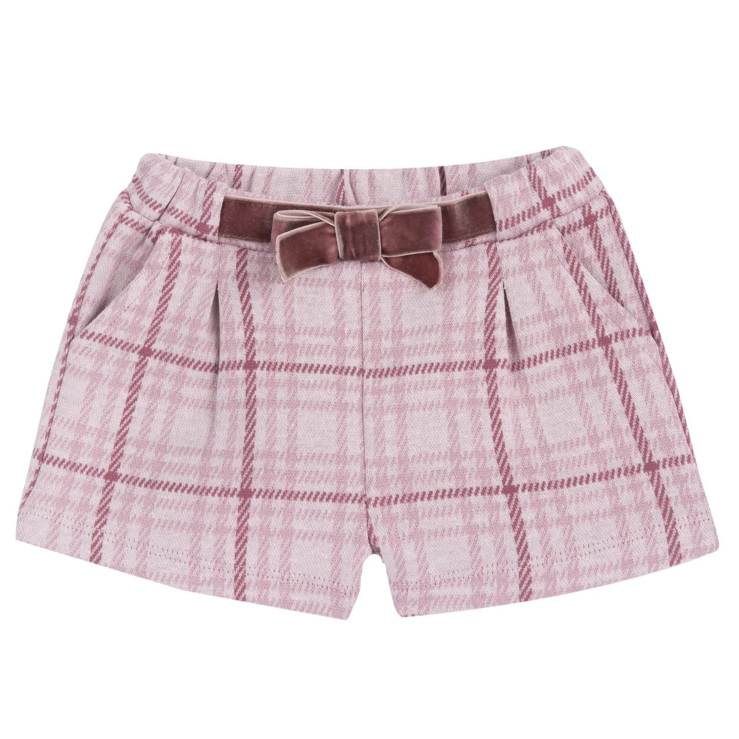 Girls White & Pink Checked Shorts