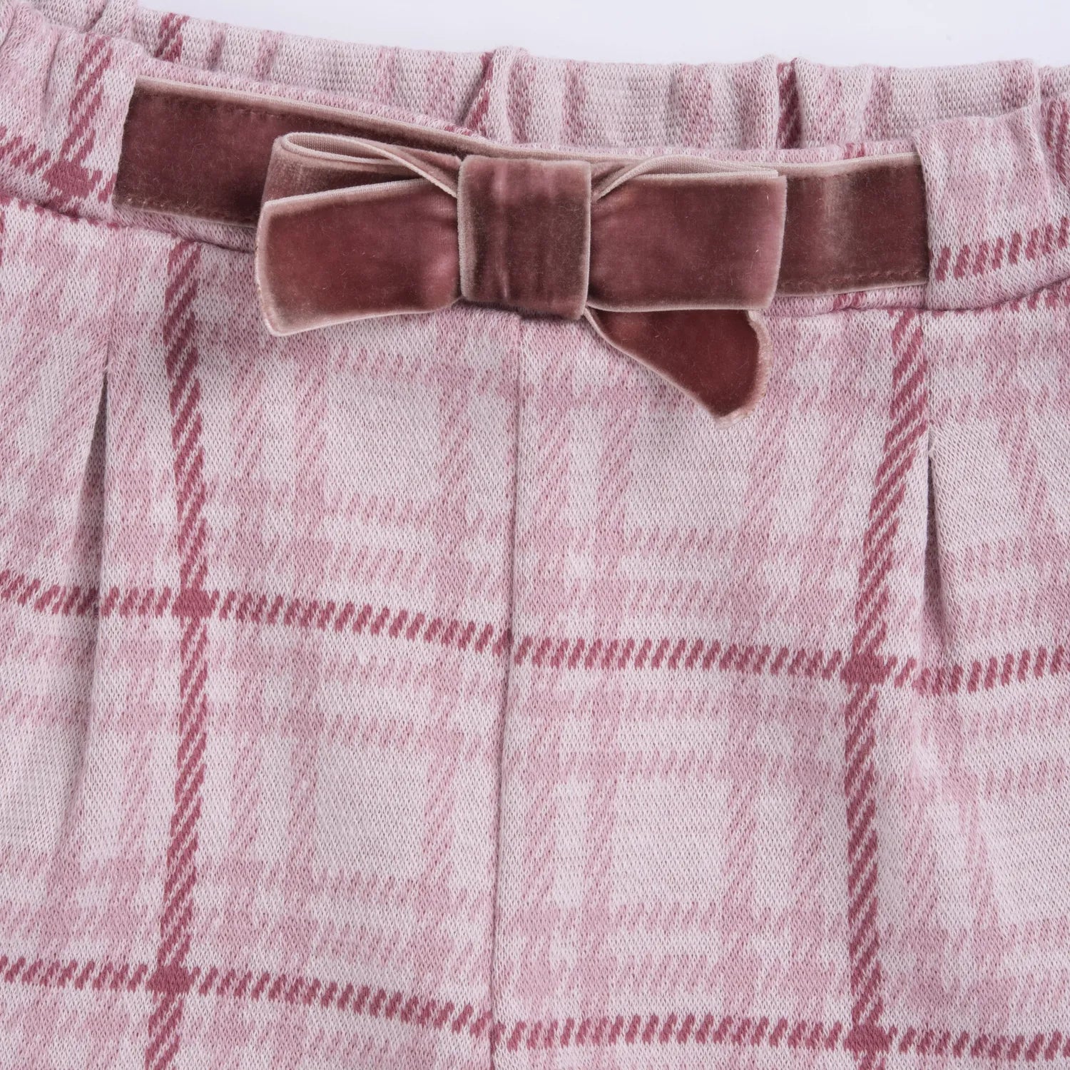 Girls White & Pink Checked Shorts