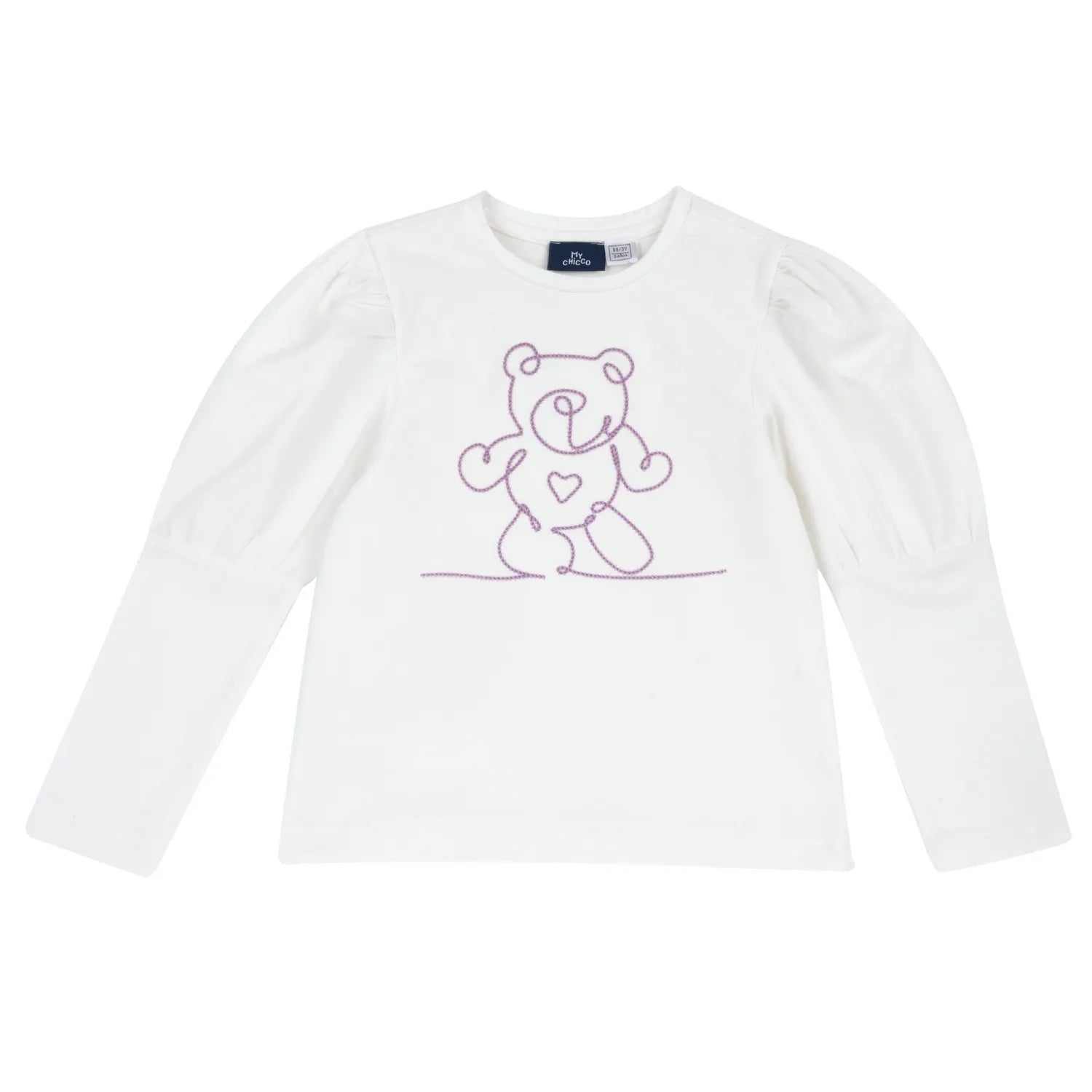 Girls White & Purple Embroidered Long Sleeve Top