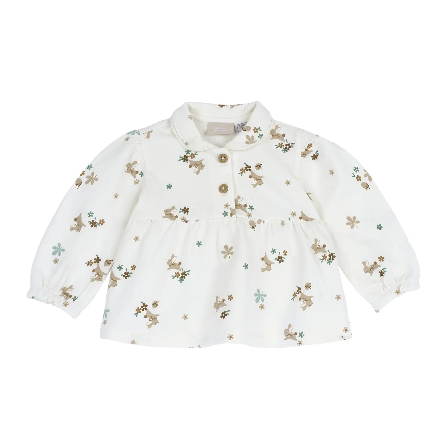 Girls White Animal Printed Knitted Top