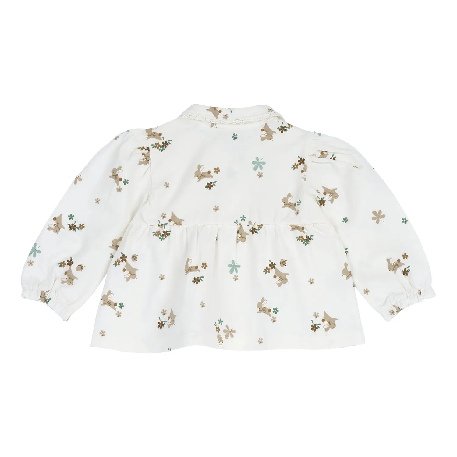 Girls White Animal Printed Knitted Top