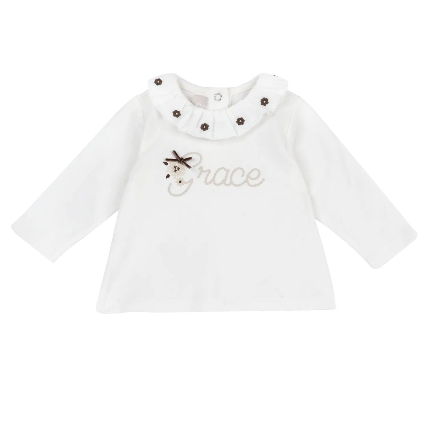 Girls White Embellished Long Sleeve T-shirt
