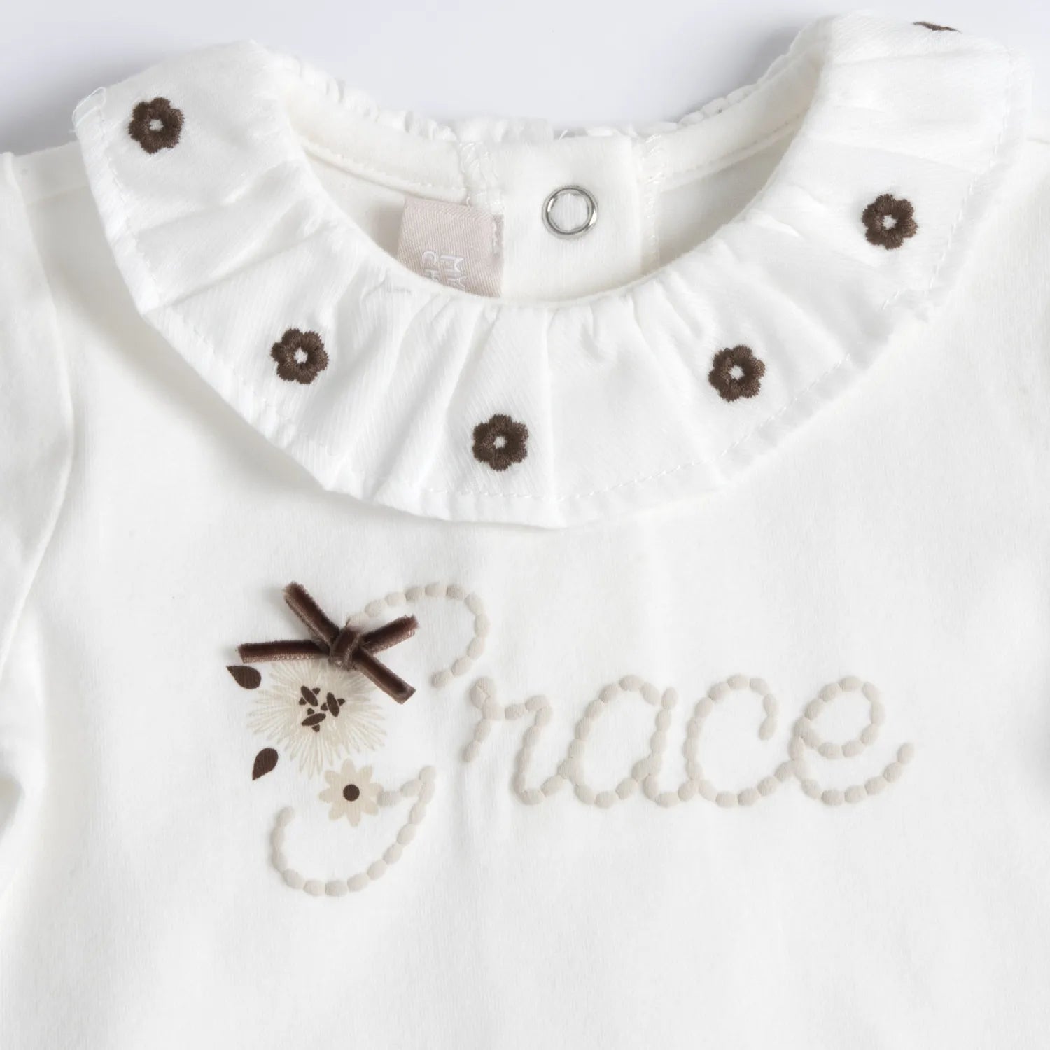 Girls White Embellished Long Sleeve T-shirt
