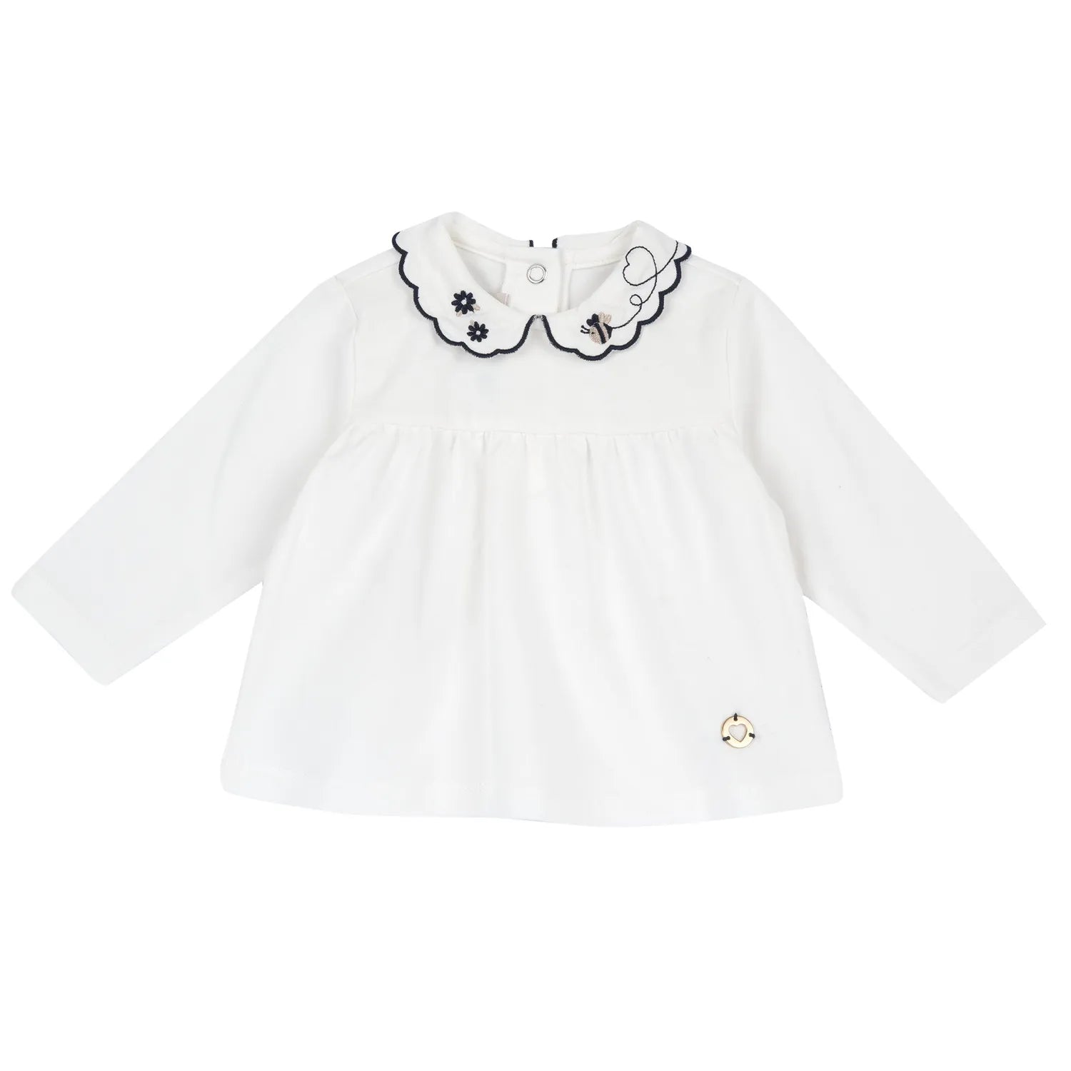 Girls White Embroidered A-Line Top