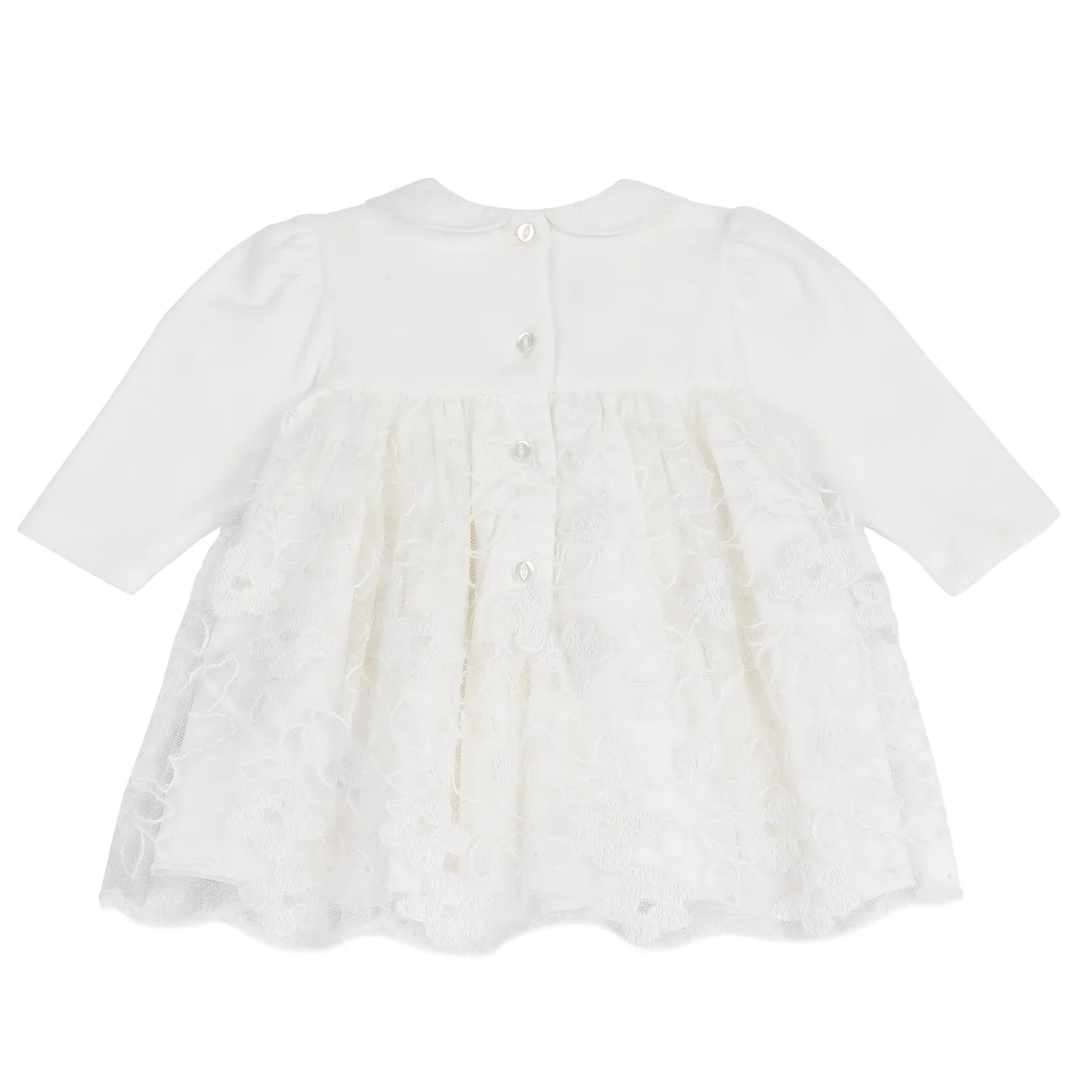 Girls White Self Design A-Line Dress