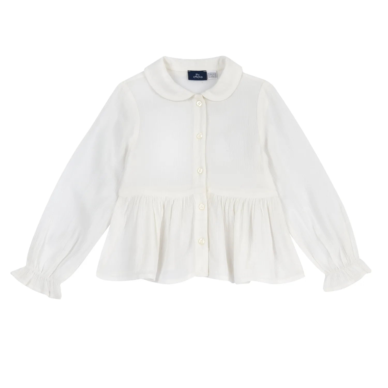 Girls White Solid Long Sleeve Top