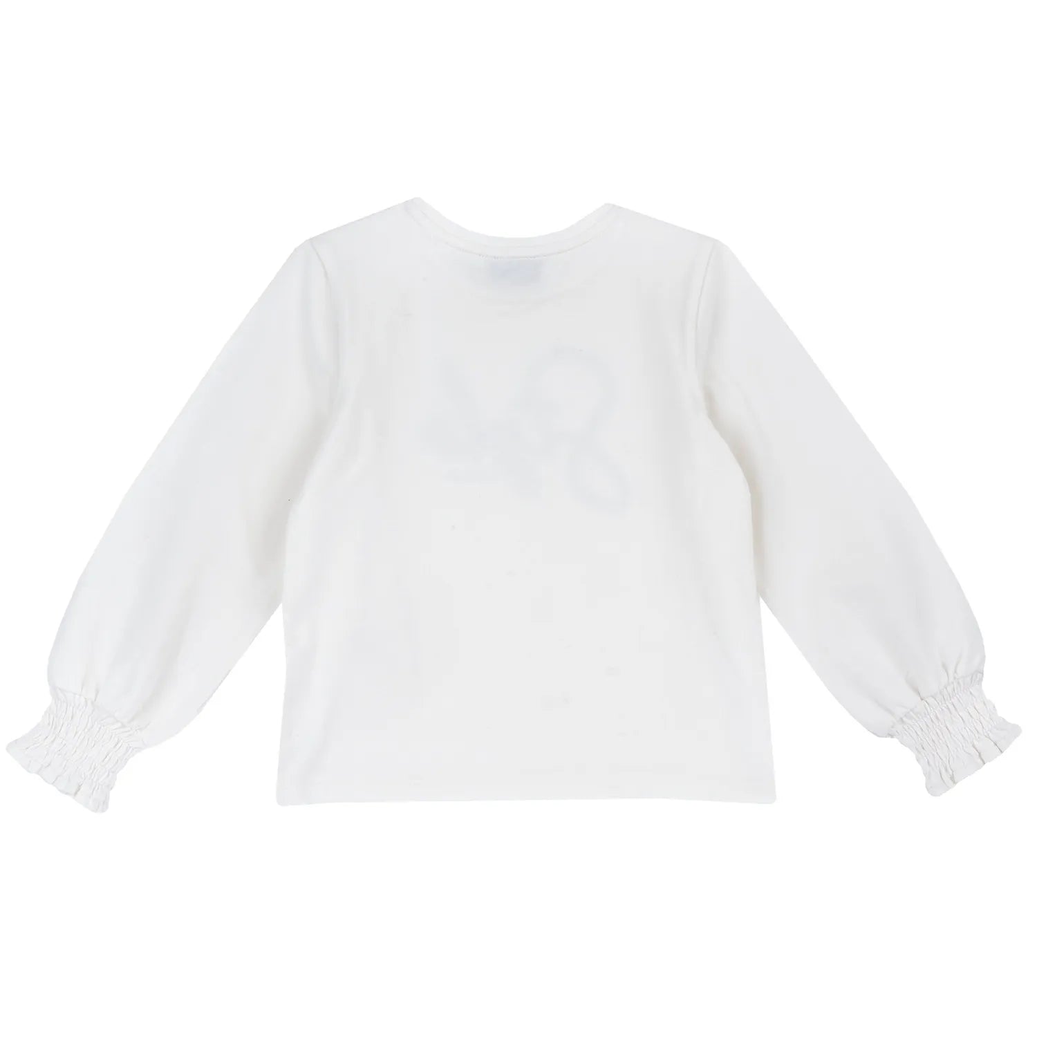 Girls White Typography Printed Long Sleeve Top