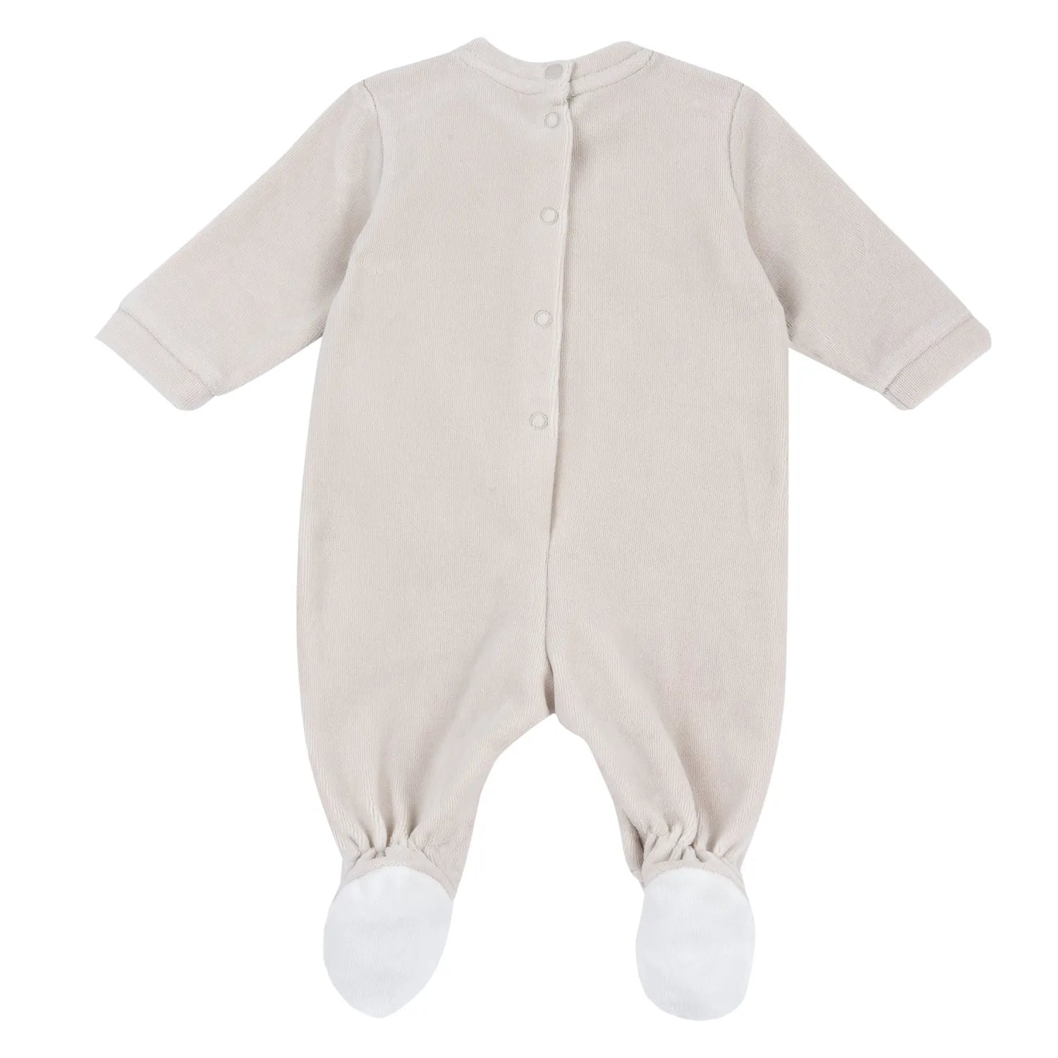 Infants Light Natural Embroidered Leg Opening Babysuit