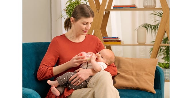 A little bit from breast, a little bit from the bottle