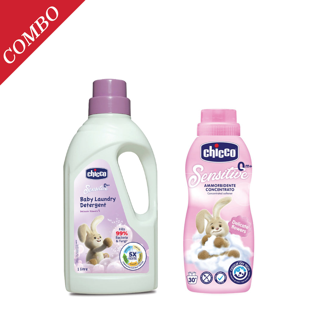 Laundry Detergent Delicate Flowers 1000ml Bottle &amp; Softener Delicate Flowers 750ml