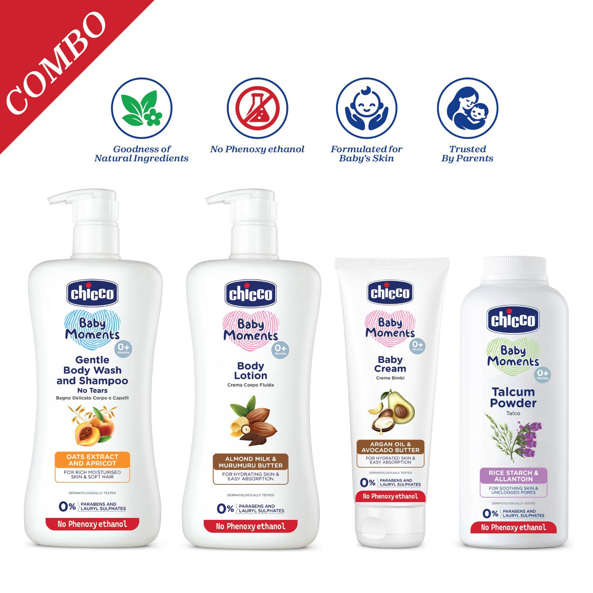 Gentle Bodywash &amp; Shampoo 500ml, Body Lotion 500ml, Baby Cream 200g &amp; Talcum Powder 300g