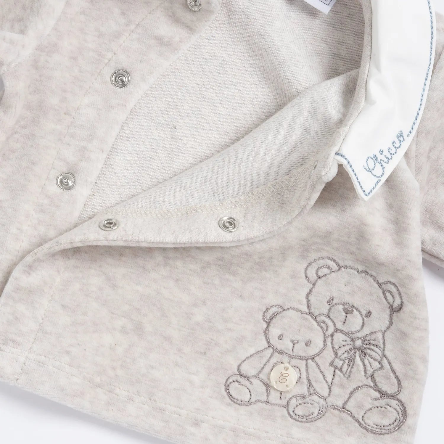 Boys Beige &amp; Blue Embroidered Smock with Legging