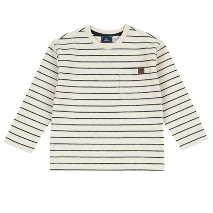 Boys Beige Striped Long Sleeve T-shirt