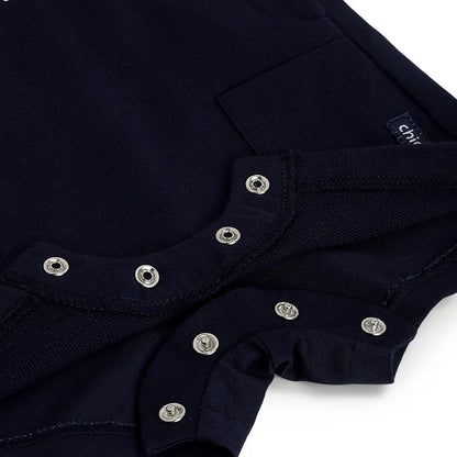 Boys Blue Printed Cotton Dungaree