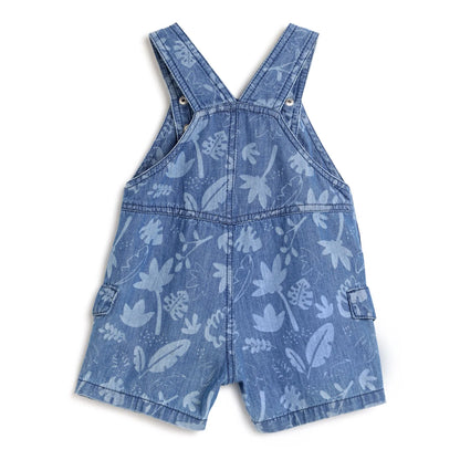 Boys Blue Printed Cotton Dungaree