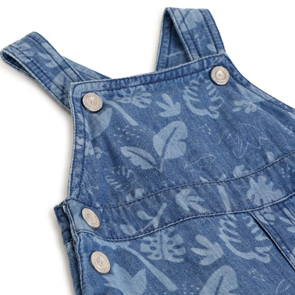 Boys Blue Printed Cotton Dungaree