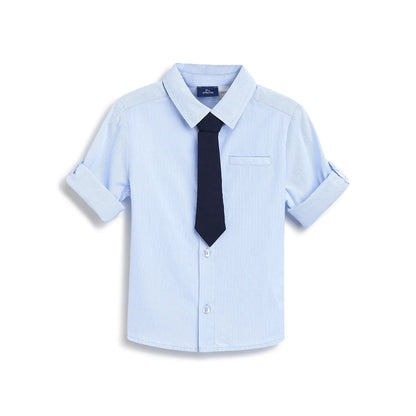 Boys Blue Solid Casual Shirt