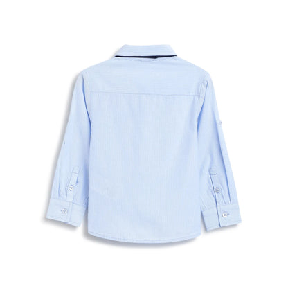 Boys Blue Solid Casual Shirt