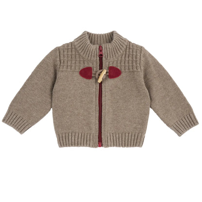 Boys Brown Solid Cardigan