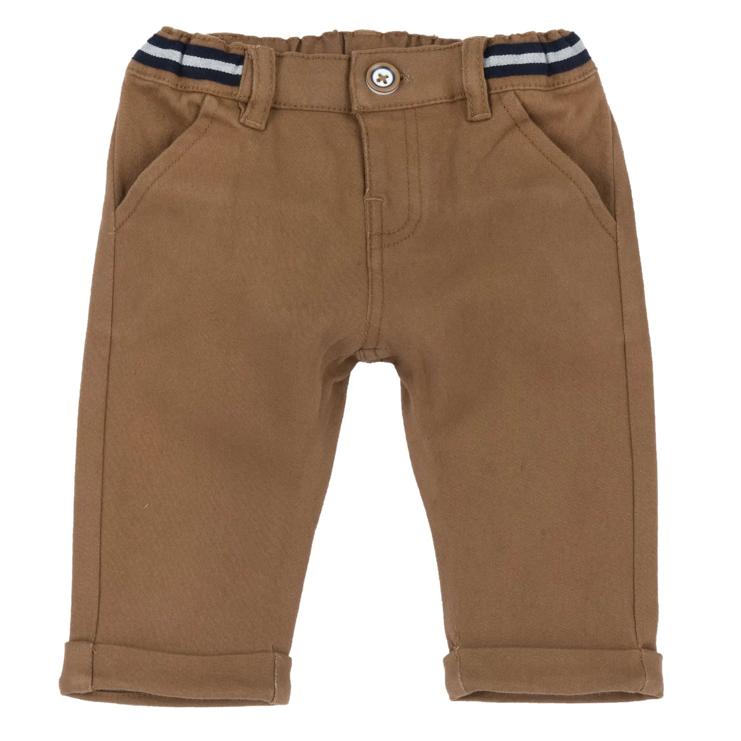 Boys Brown Solid Woven Trouser