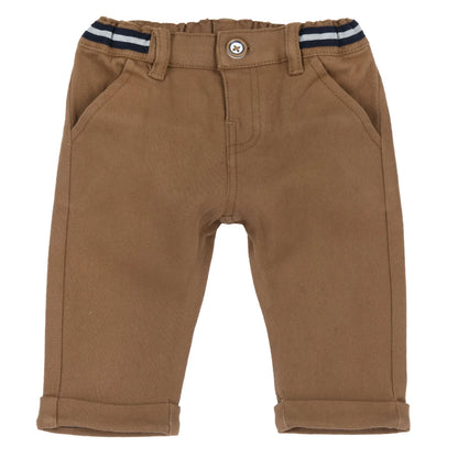 Boys Brown Solid Woven Trouser