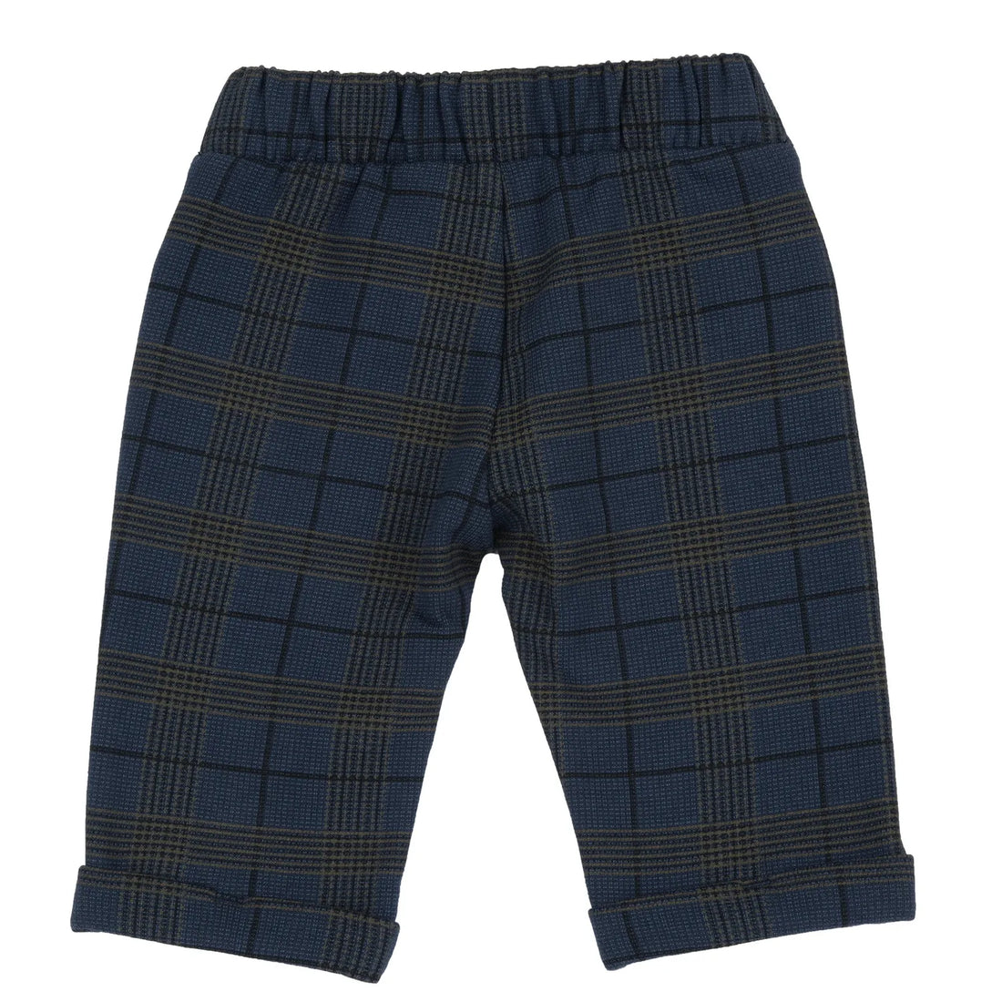 Boys Dark Blue Checked Joggers