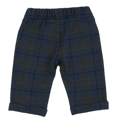 Boys Dark Blue Checked Joggers