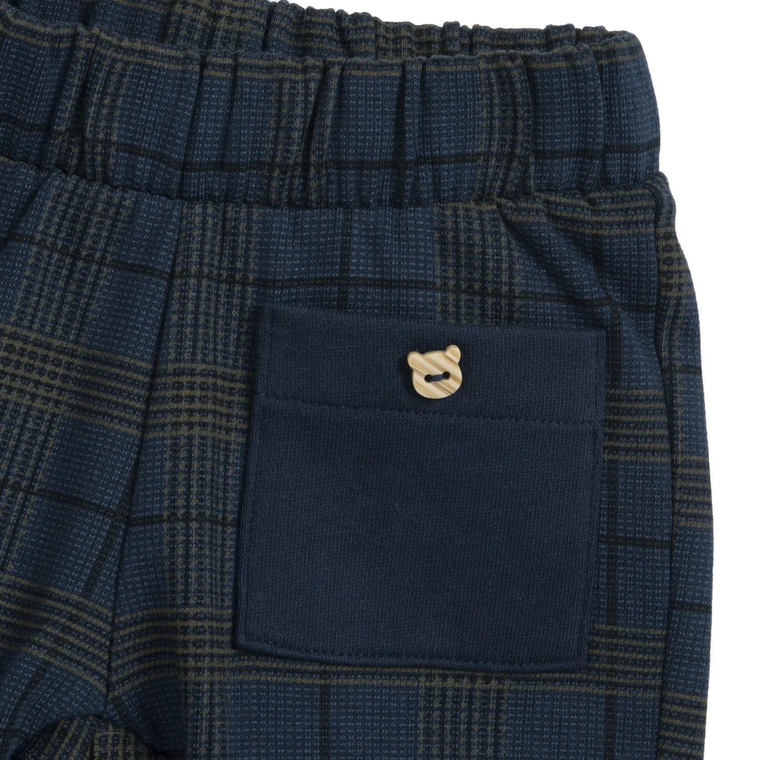 Boys Dark Blue Checked Joggers