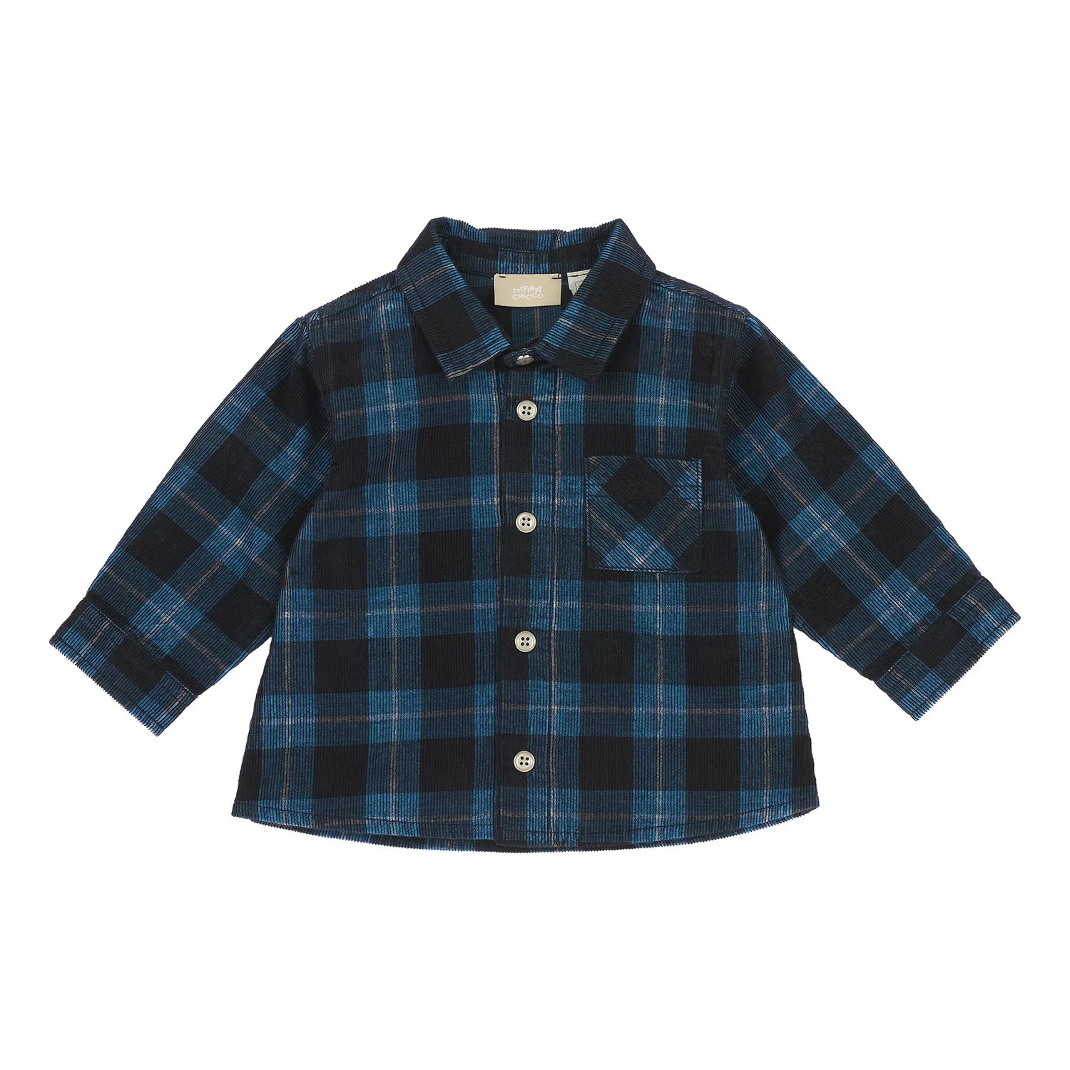 Boys Dark Blue Checked Long Sleeve Shirt