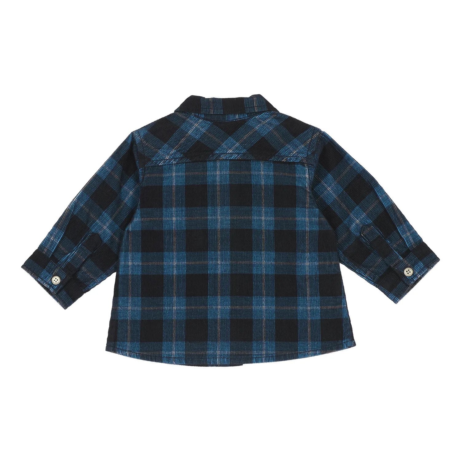 Boys Dark Blue Checked Long Sleeve Shirt
