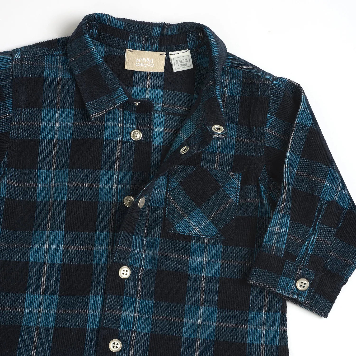 Boys Dark Blue Checked Long Sleeve Shirt
