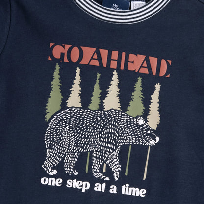 Boys Dark Blue Graphic Printed Long Sleeve T-shirt