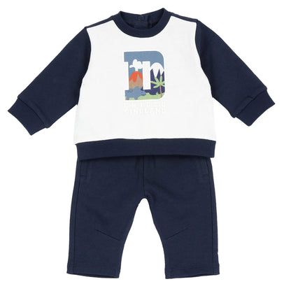 Boys Dark Blue Printed Sweatshirt with Joggers