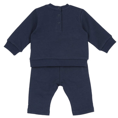 Boys Dark Blue Printed Sweatshirt with Joggers