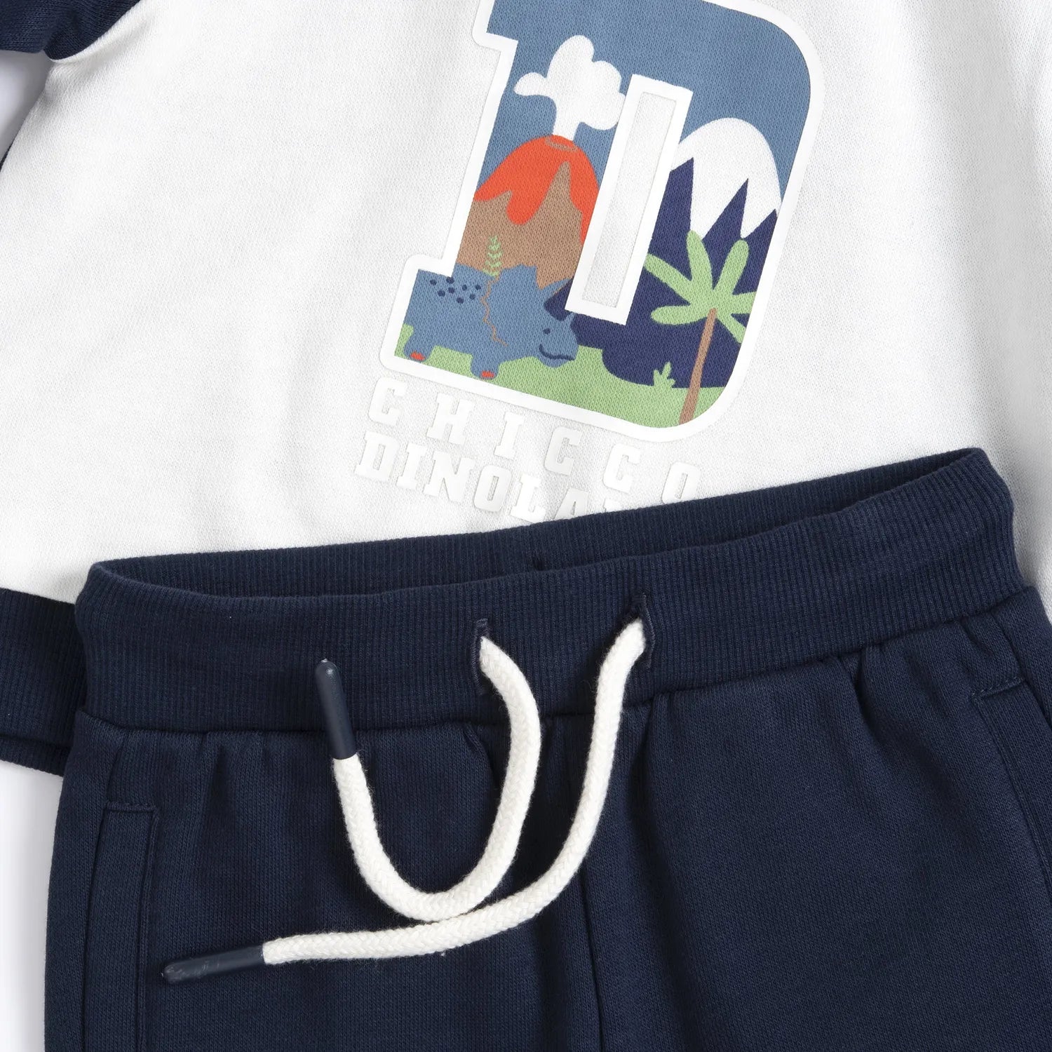 Boys Dark Blue Printed Sweatshirt with Joggers