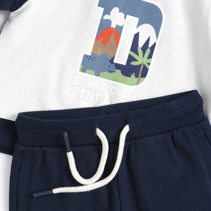 Boys Dark Blue Printed Sweatshirt with Joggers