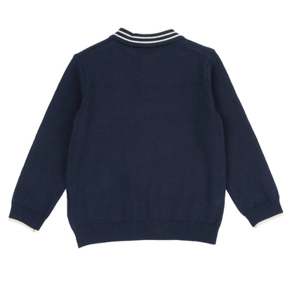 Boys Dark Blue Solid Polo T-shirt