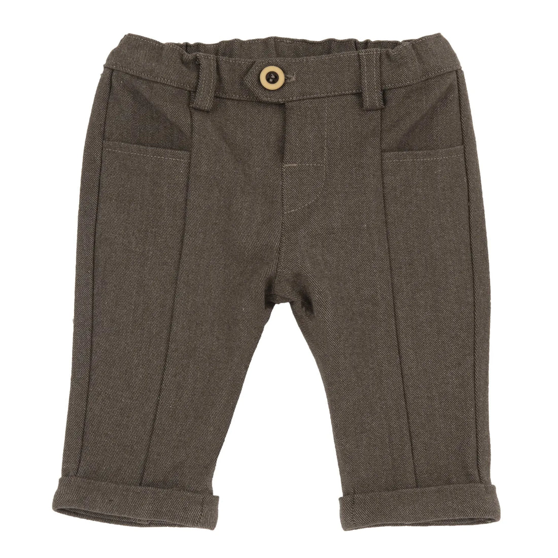 Boys Dark Brown Self Design Trouser