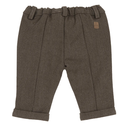 Boys Dark Brown Self Design Trouser